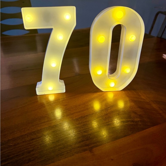 Other - LED Light Up Number 70 Sign - White with warm gold lights